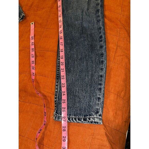 Grlfrnd Blue High-Rise Button-Fly Distressed Look Slim Fit Dark Wash Women's Jea - Picture 9 of 11